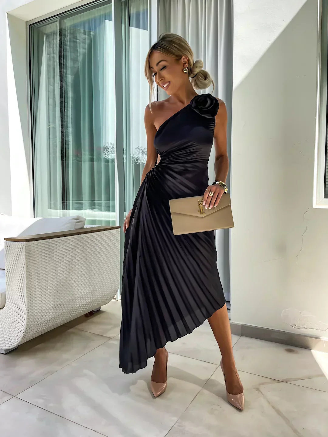 Eya™ | Elegante Maxi Jurk met Eén Schouder