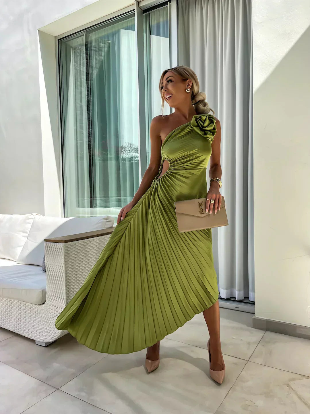 Eya™ | Elegante Maxi Jurk met Eén Schouder
