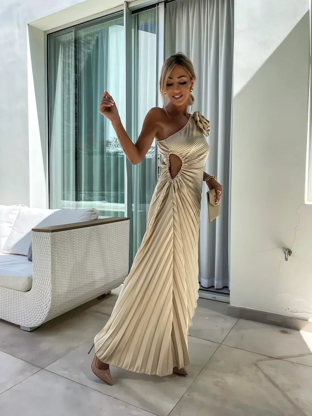 Eya™ | Elegante Maxi Jurk met Eén Schouder