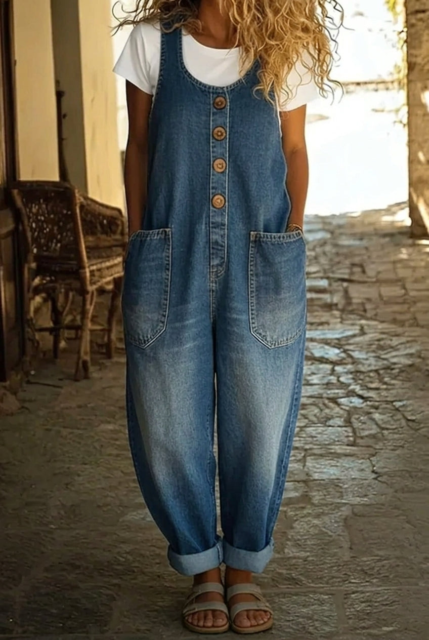 Saylor - Vintage Gewassen Katoenen Denim Overalls