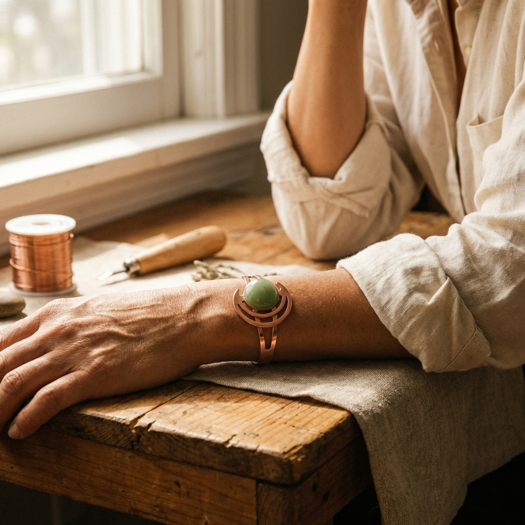 Lunara Groene Koper Armband