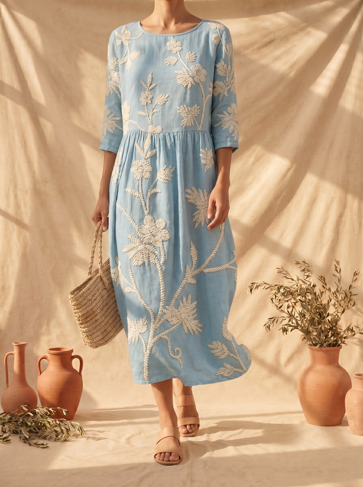 Azzurra | Vintage Geborduurd Jurk