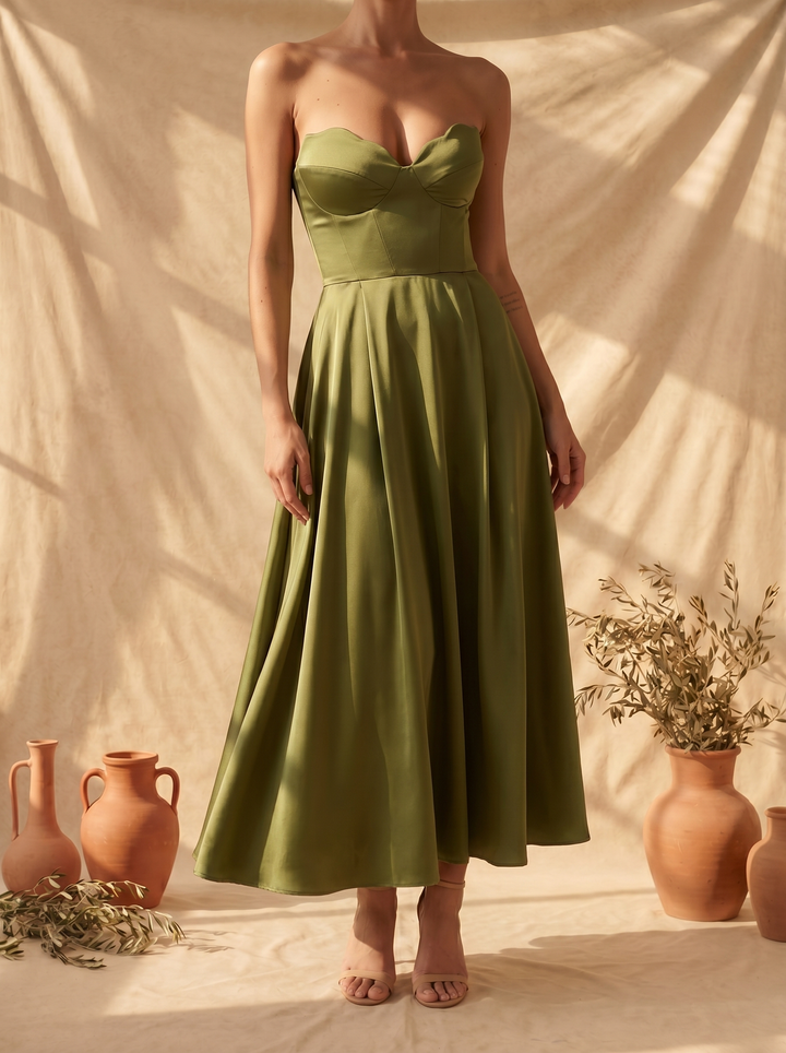 Liora | Elegante Midi Jurk Zonder Mouwen