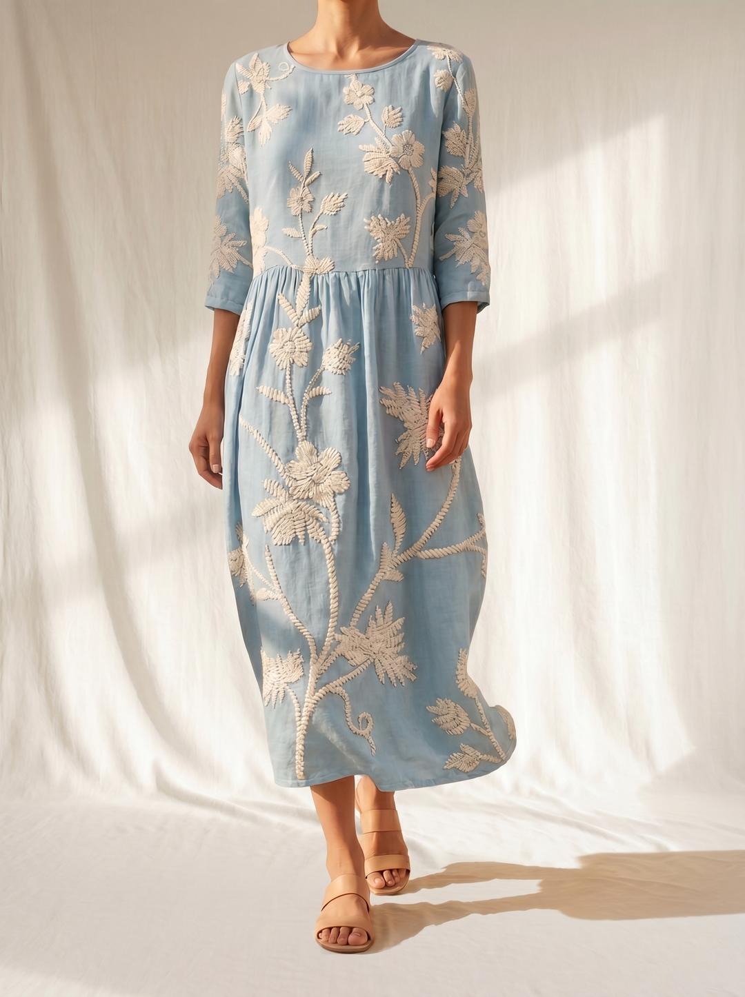 Azzurra | Vintage Geborduurd Jurk