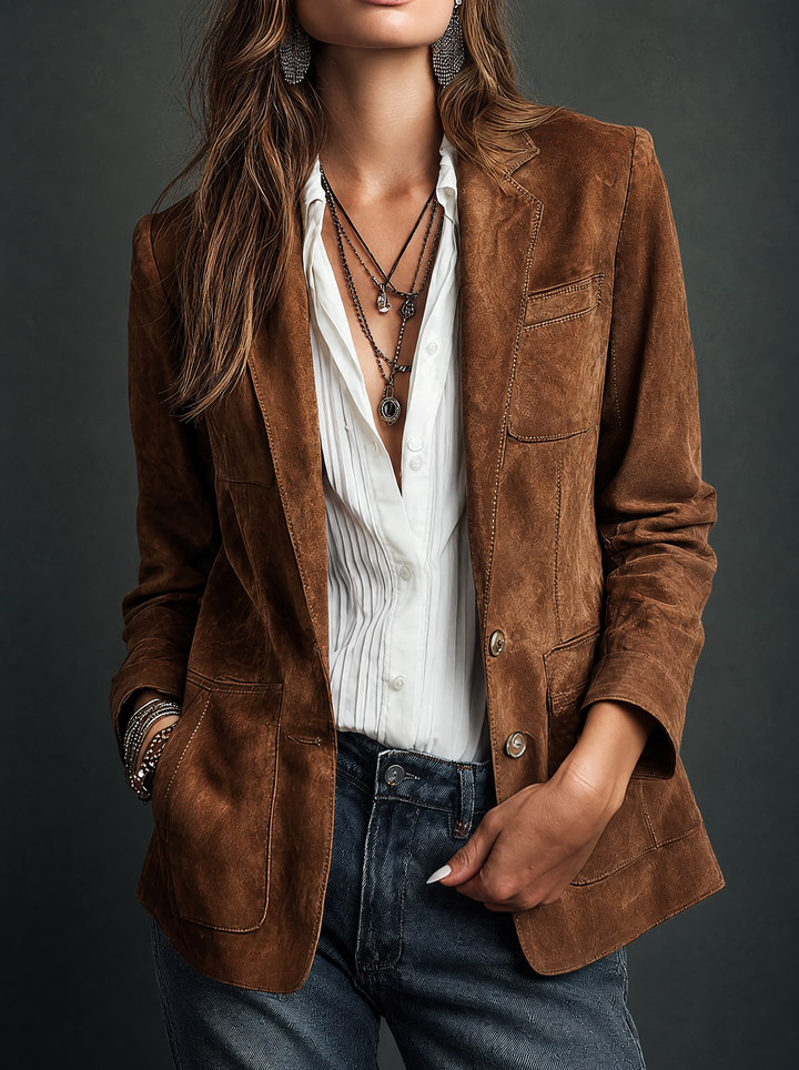 Marcelle | Vintage Bruine Blazer