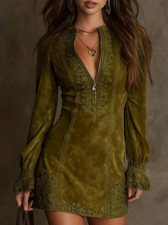 Azulena ❘ Blauwe tuniek met borduursel en rits