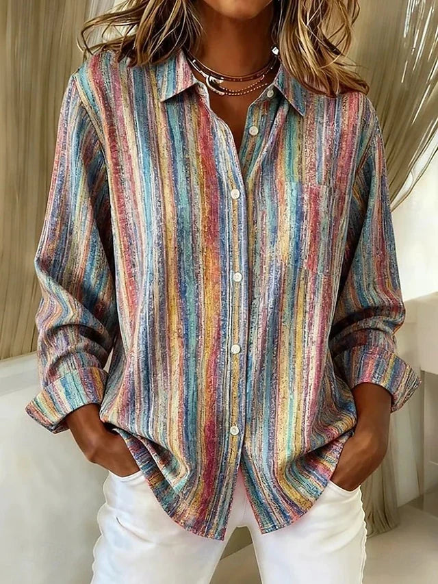 Saar | Kleurrijk Gestreepte Blouse