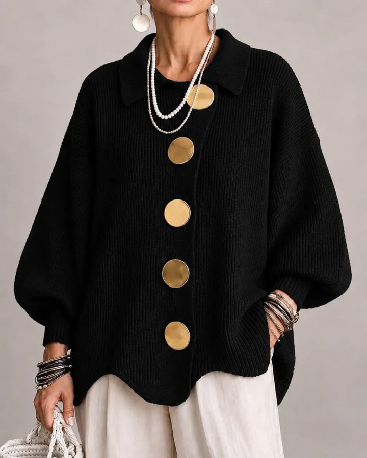 Karina | Oversized cardigan met kraag en knopen