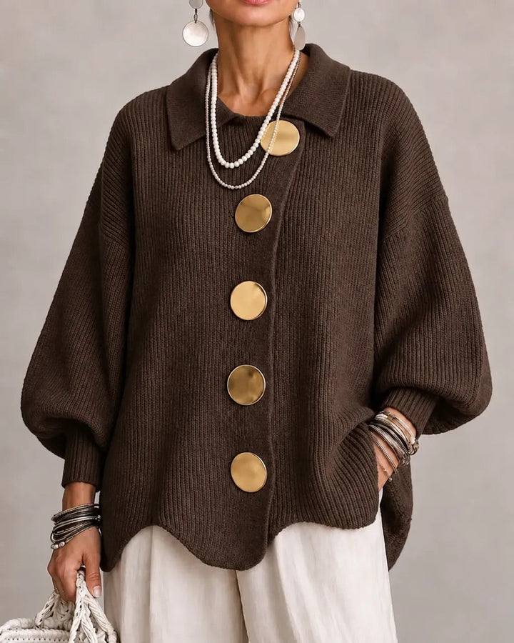 Karina | Oversized cardigan met kraag en knopen