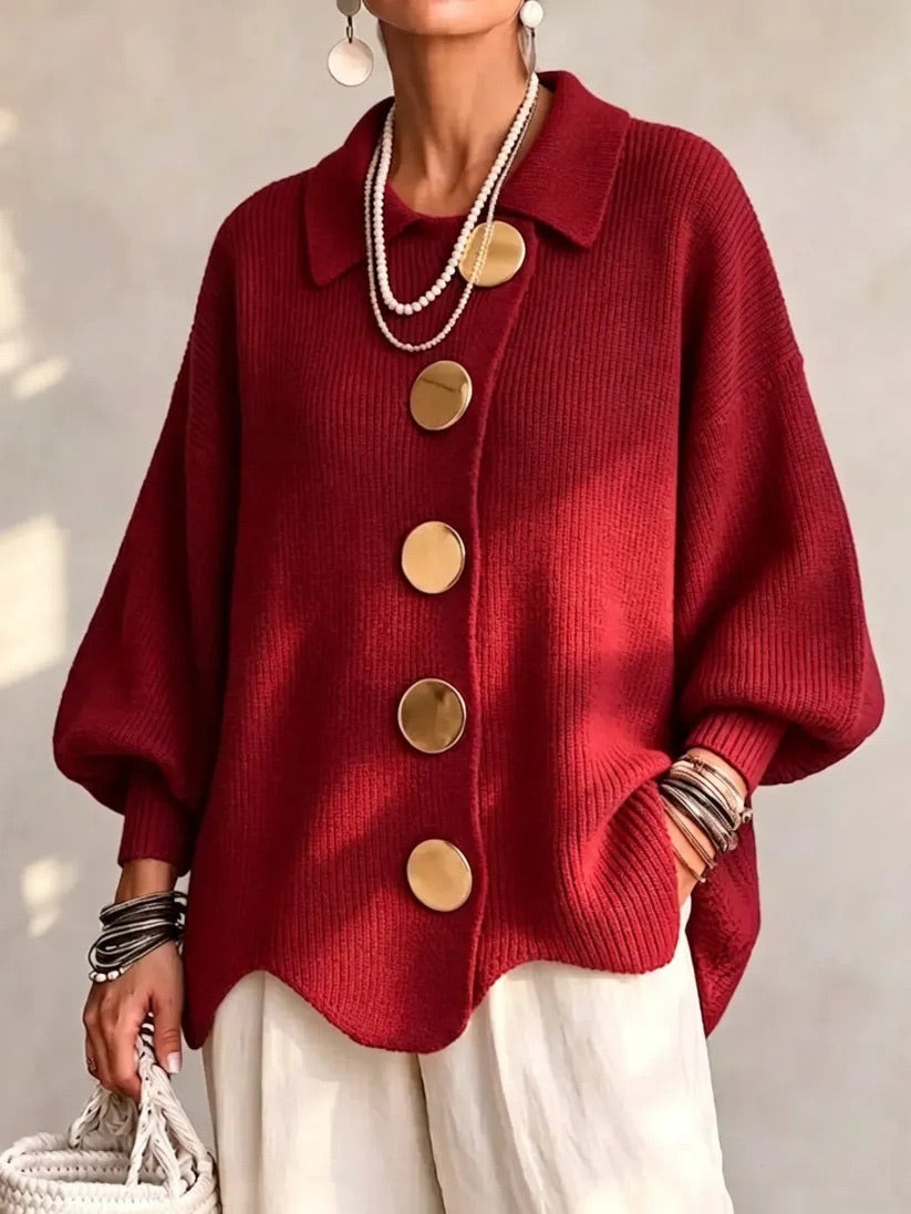 Karina | Oversized cardigan met kraag en knopen