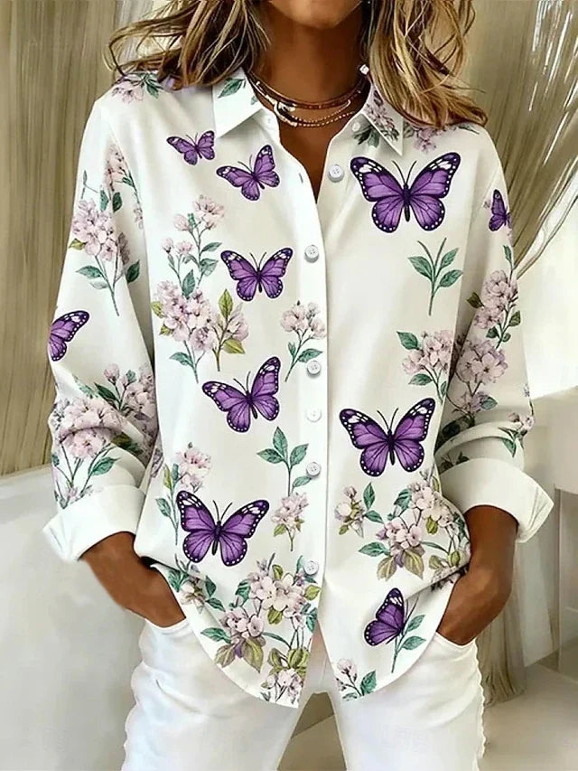 Baukje | Verfijnde Vlinderprint Blouse