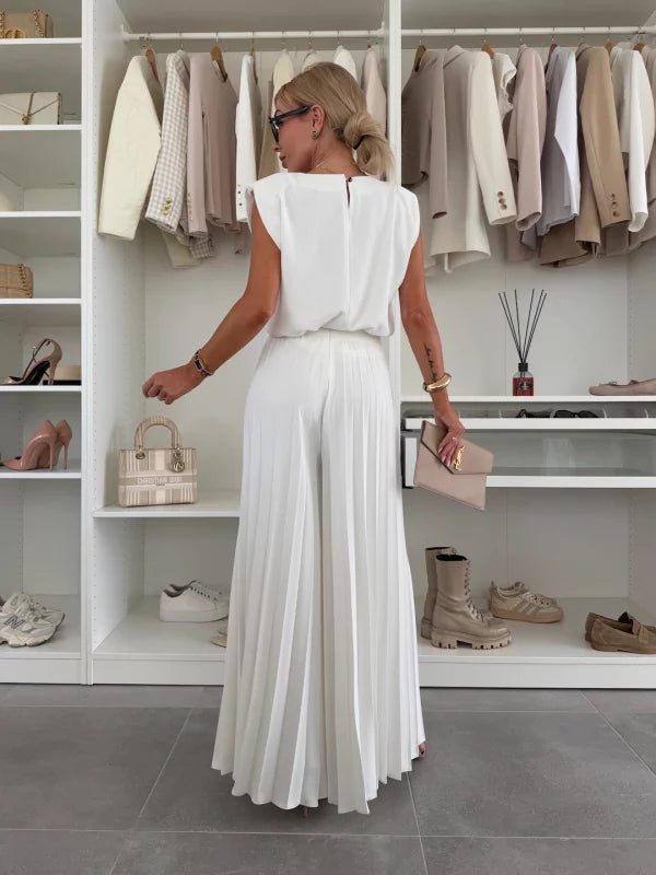 Evelyn™ Elegante 2-delige Set | Vloeiende Top en Plissé Broek