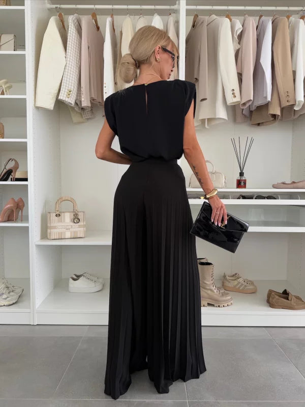 Evelyn™ Elegante 2-delige Set | Vloeiende Top en Plissé Broek