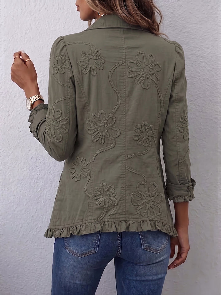 Faustine | Geborduurde Boheemse Utility Jas met Bloemen
