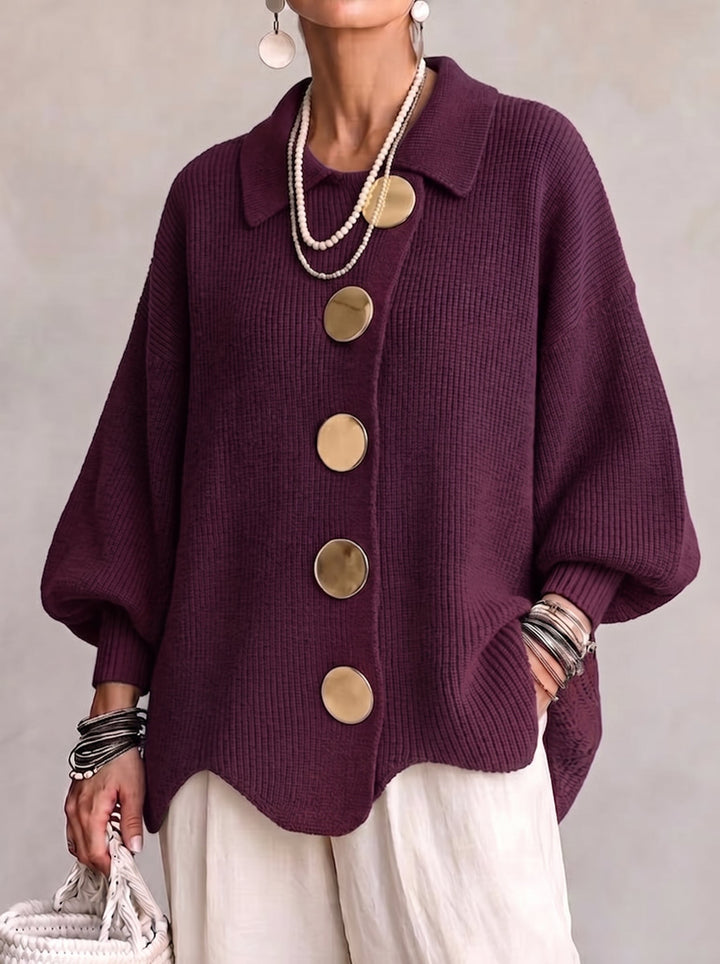 Karina | Oversized cardigan met kraag en knopen