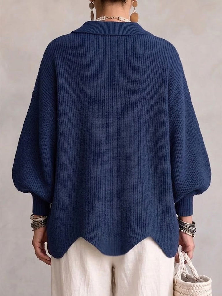 Isadora | Oversized Cardigan met Kraag en Grote Metalen Knopen