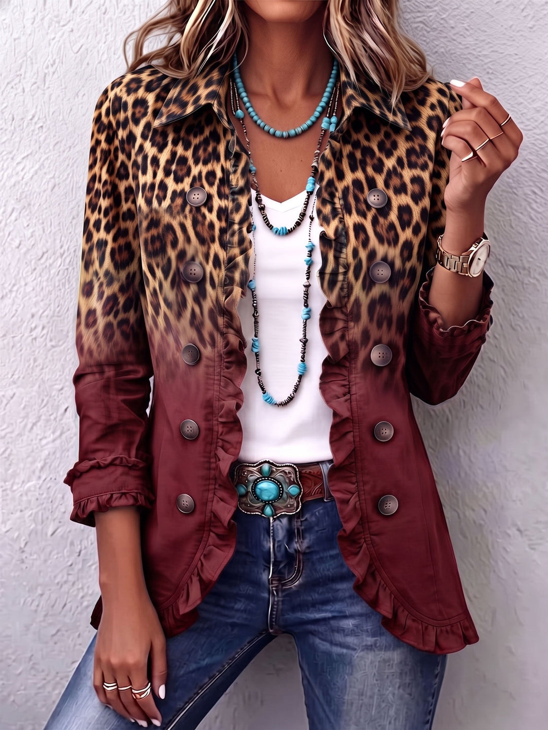 Cassandre | Blazer Leeuwenkleur Gradatie met Volants