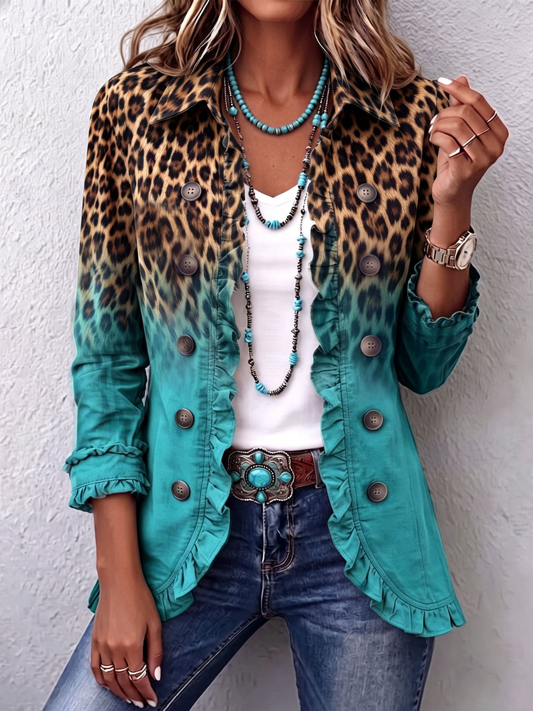Cassandre | Blazer Leeuwenkleur Gradatie met Volants