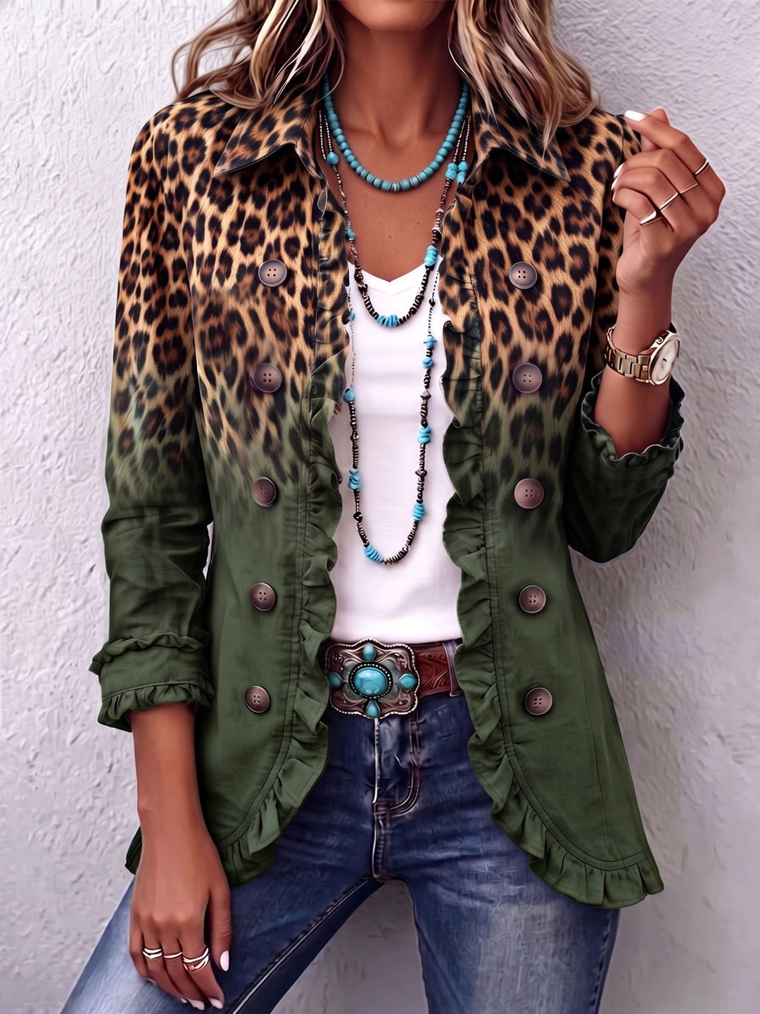 Cassandre | Blazer Leeuwenkleur Gradatie met Volants