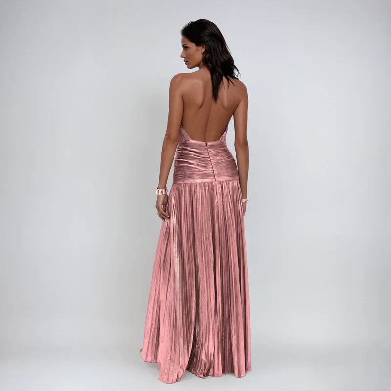 Emma | Halter Jurk Met Open Rug Metalen