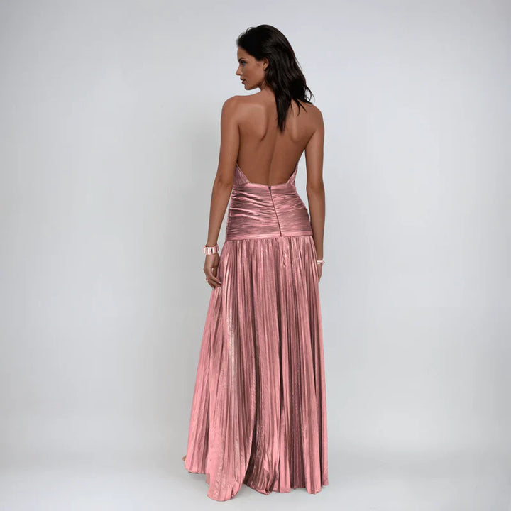 Emma | Halter Jurk Met Open Rug Metalen