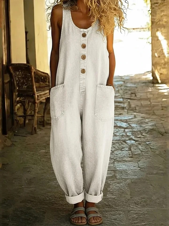 Valentina - Vintage gewassen katoenen overall