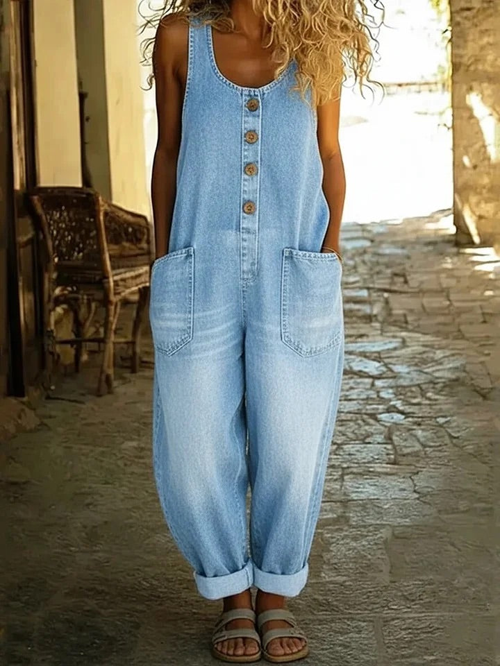 Saylor - Vintage Gewassen Katoenen Denim Overalls