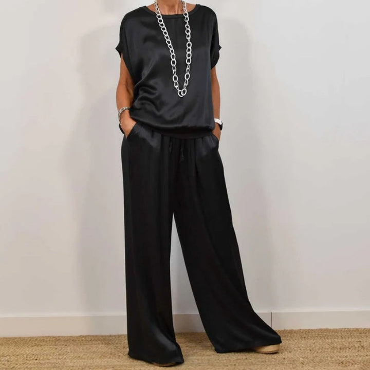 Rita™ Elegante Twee-Delige Set | Vloeiende Blouse en Wijde Broek