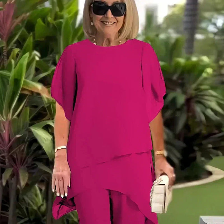 Herlene™ Elegant Twee-delige Set | Laagjes Top en Wijde Broek