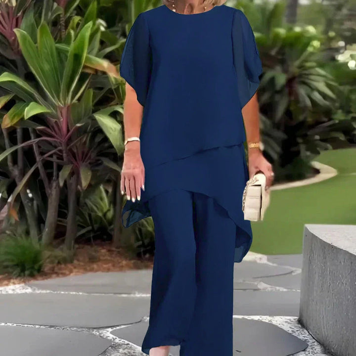 Herlene™ Elegant Twee-delige Set | Laagjes Top en Wijde Broek