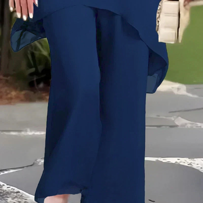 Herlene™ Elegant Twee-delige Set | Laagjes Top en Wijde Broek