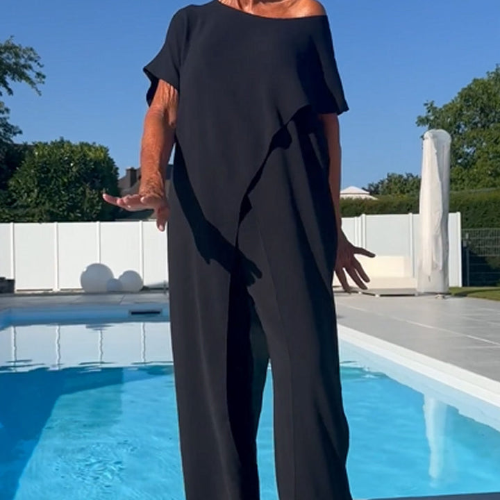 Gabbie™ Elegante Off-Shoulder Twee-Delige Set | Ontspannen Top en Wijde Broek