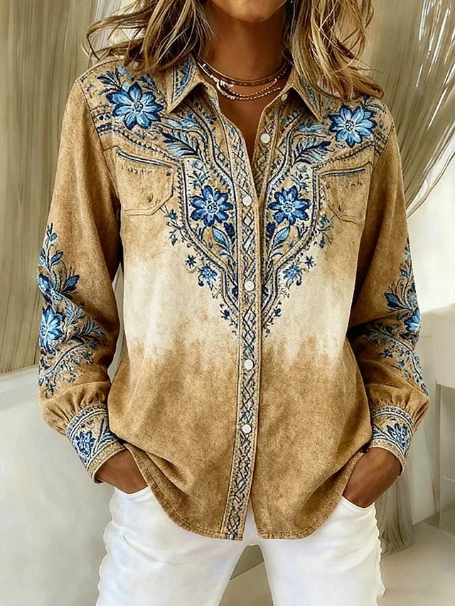 Neeltje | Vintage Bloementoverhemdblouse