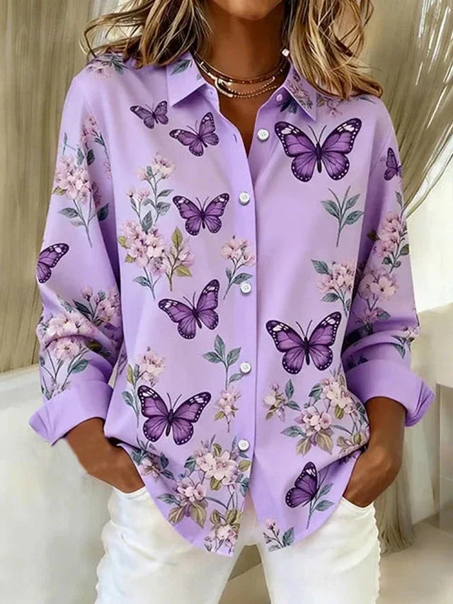 Baukje | Verfijnde Vlinderprint Blouse