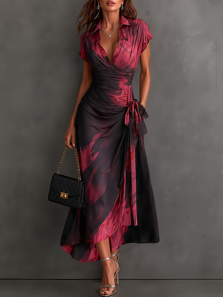 Saffraan | Abstracte Print Herfst Jurk
