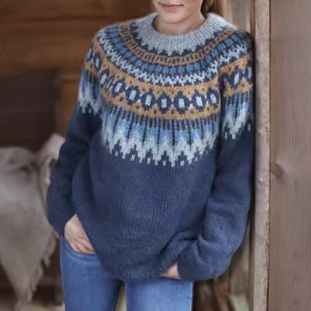 Irene | Wintertrui met Scandinavisch design op de schouders