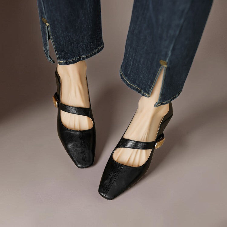 DELACROIX | Babyschoenen met Vierkante Neus en Gouden Bit Juliette