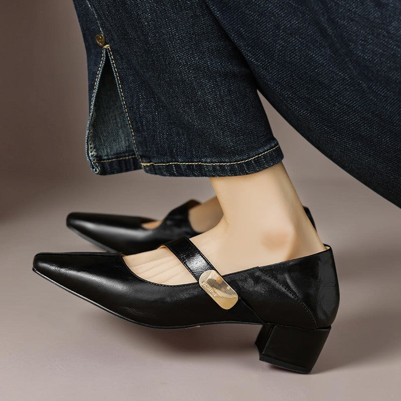DELACROIX | Babyschoenen met Vierkante Neus en Gouden Bit Juliette