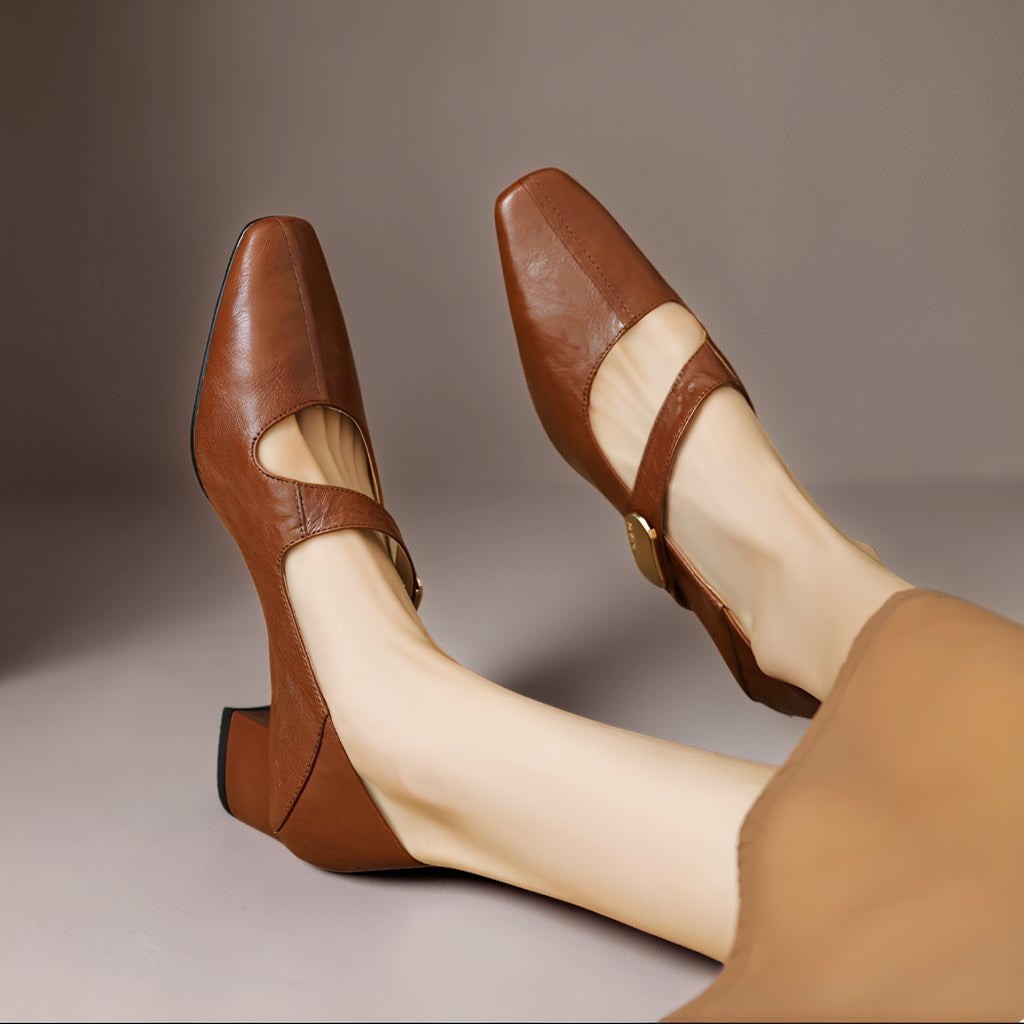 DELACROIX | Babyschoenen met Vierkante Neus en Gouden Bit Juliette