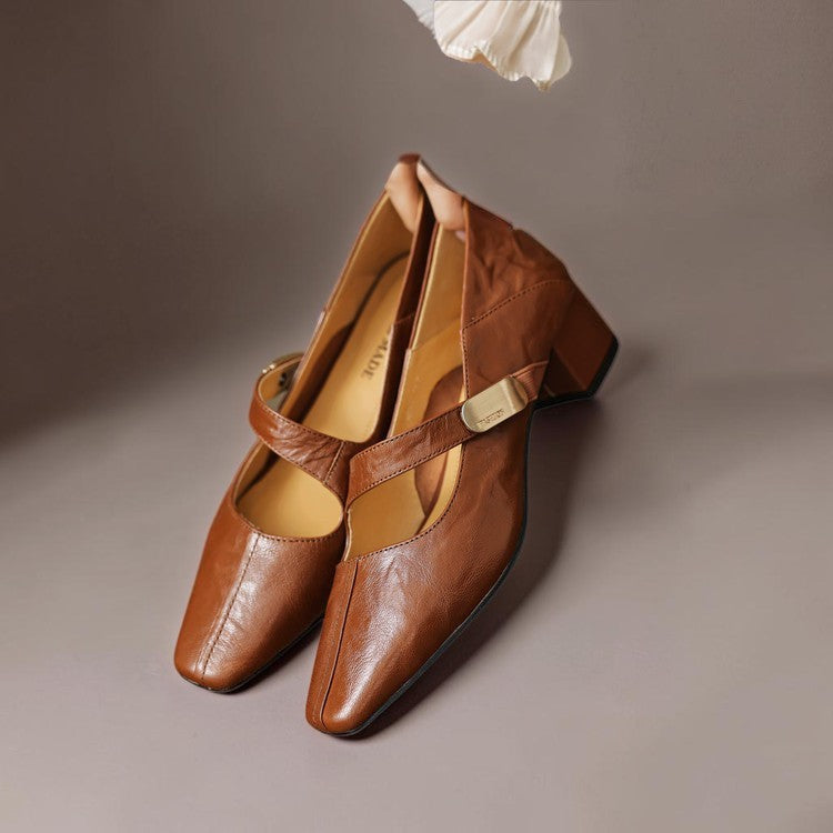 DELACROIX | Babyschoenen met Vierkante Neus en Gouden Bit Juliette
