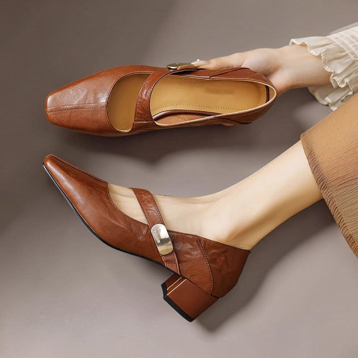 DELACROIX | Babyschoenen met Vierkante Neus en Gouden Bit Juliette