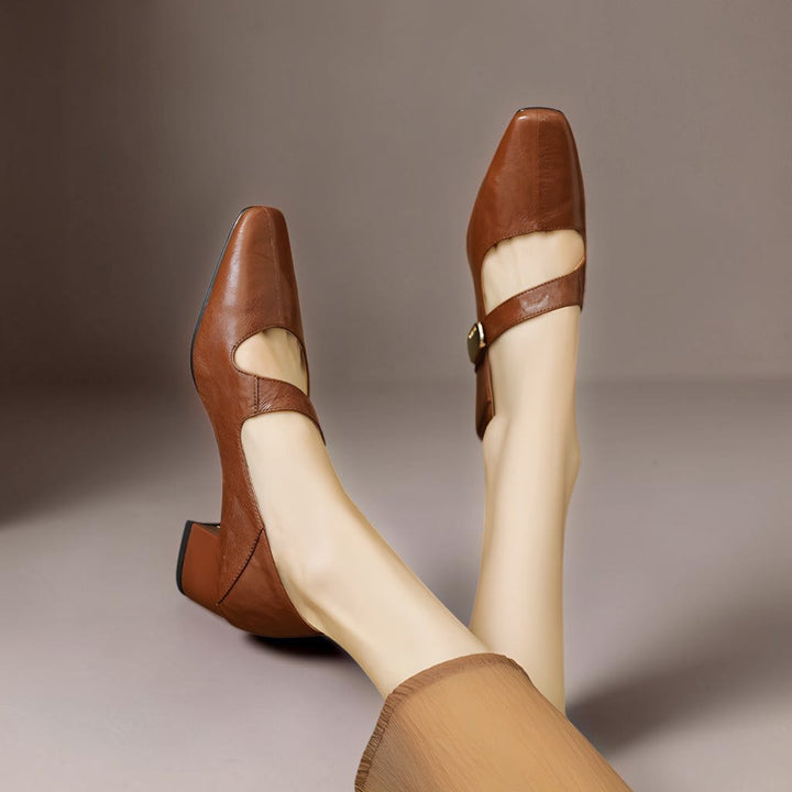 DELACROIX | Babyschoenen met Vierkante Neus en Gouden Bit Juliette