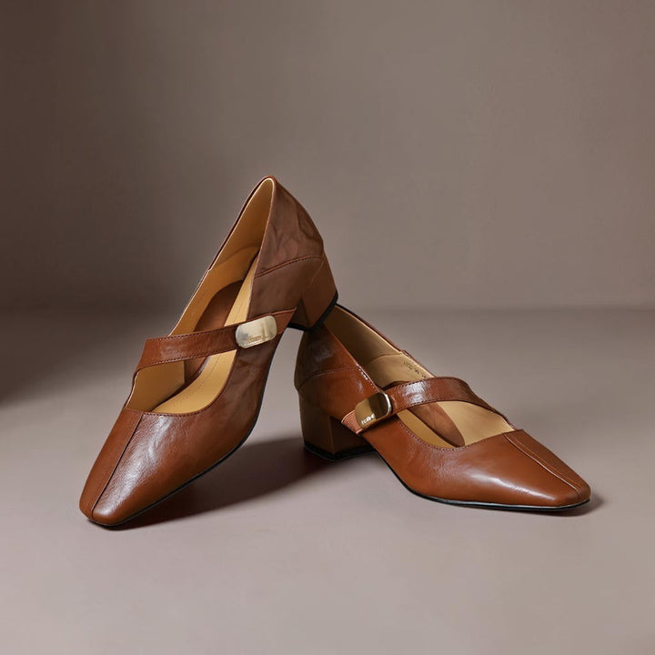 DELACROIX | Babyschoenen met Vierkante Neus en Gouden Bit Juliette