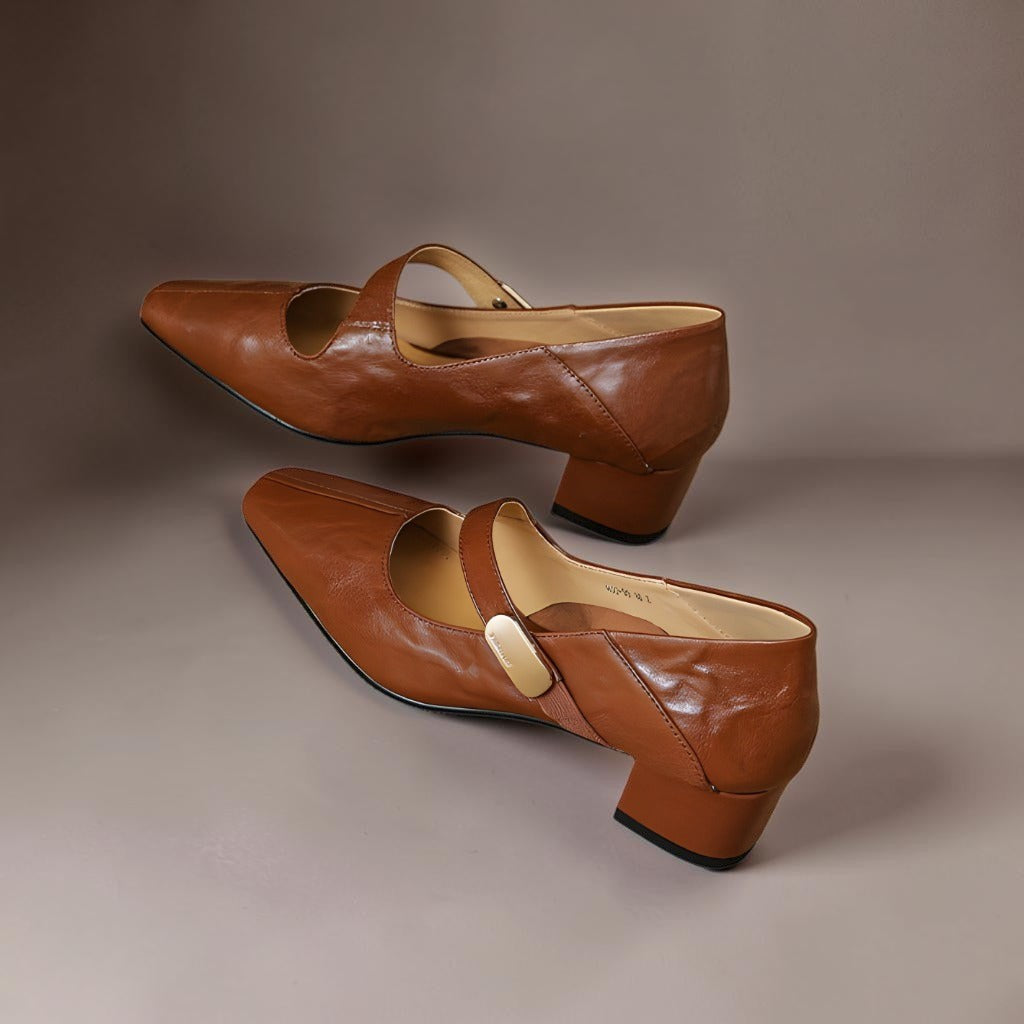 DELACROIX | Babyschoenen met Vierkante Neus en Gouden Bit Juliette