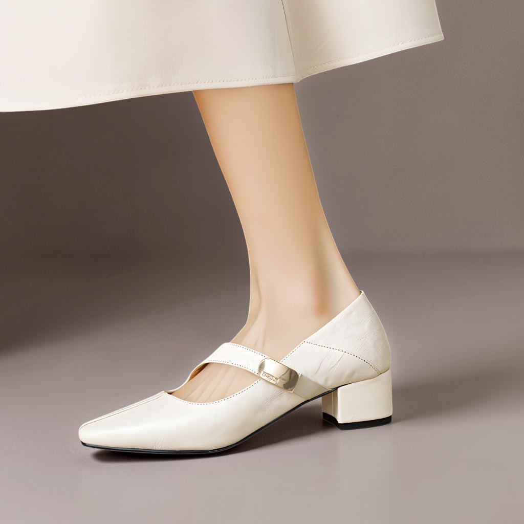 DELACROIX | Babyschoenen met Vierkante Neus en Gouden Bit Juliette