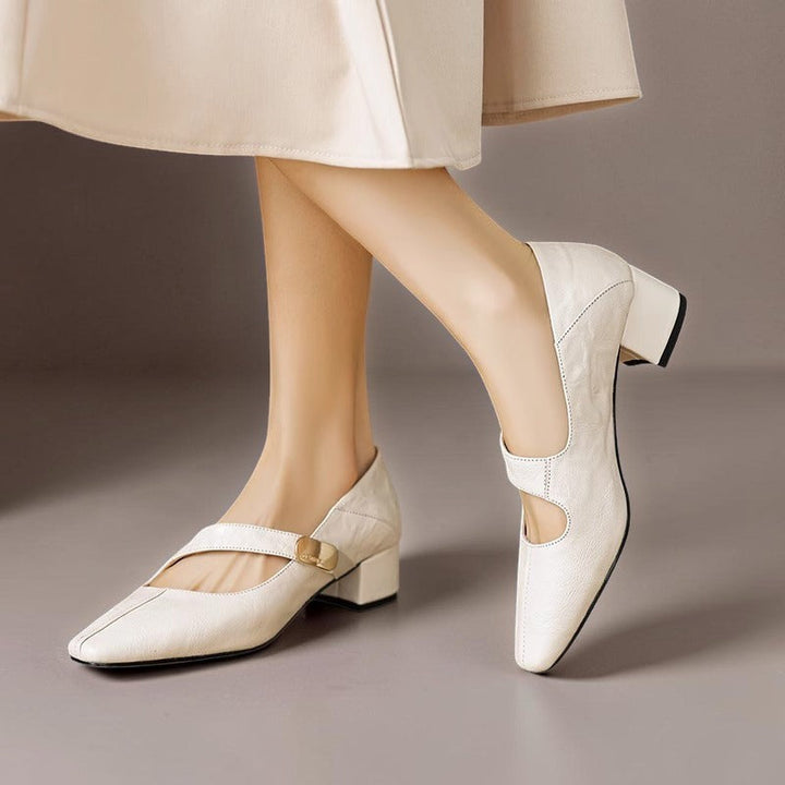 DELACROIX | Babyschoenen met Vierkante Neus en Gouden Bit Juliette