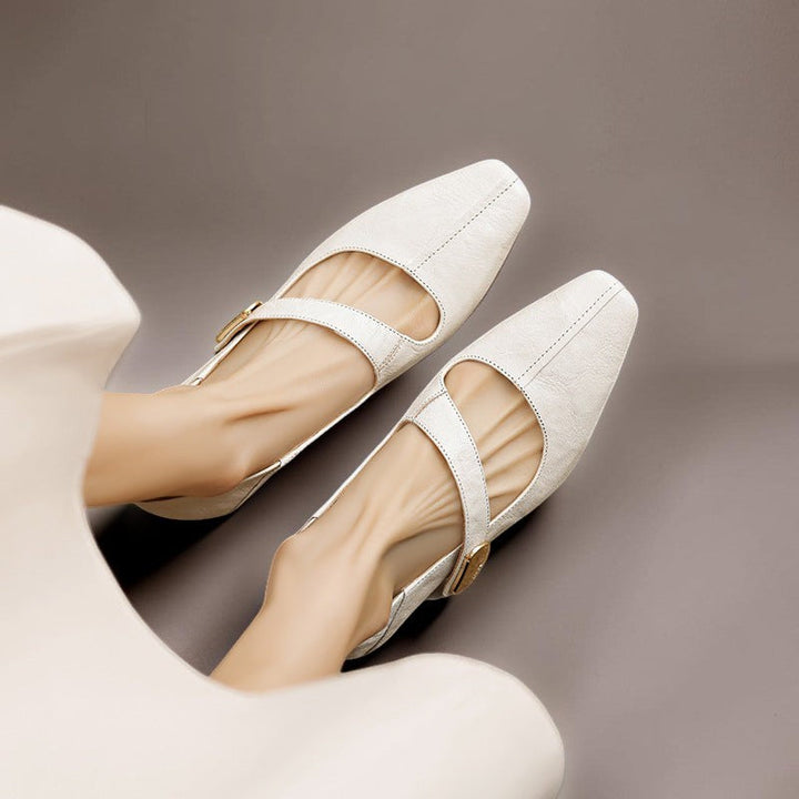 DELACROIX | Babyschoenen met Vierkante Neus en Gouden Bit Juliette