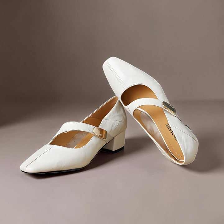DELACROIX | Babyschoenen met Vierkante Neus en Gouden Bit Juliette
