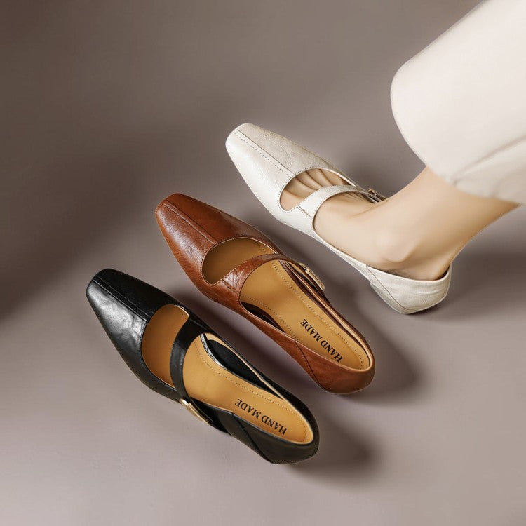 DELACROIX | Babyschoenen met Vierkante Neus en Gouden Bit Juliette