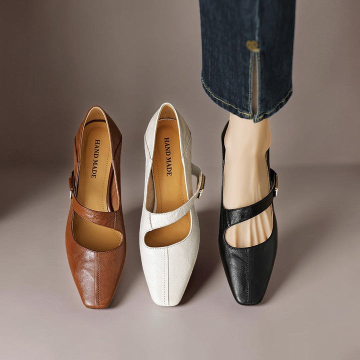 DELACROIX | Babyschoenen met Vierkante Neus en Gouden Bit Juliette